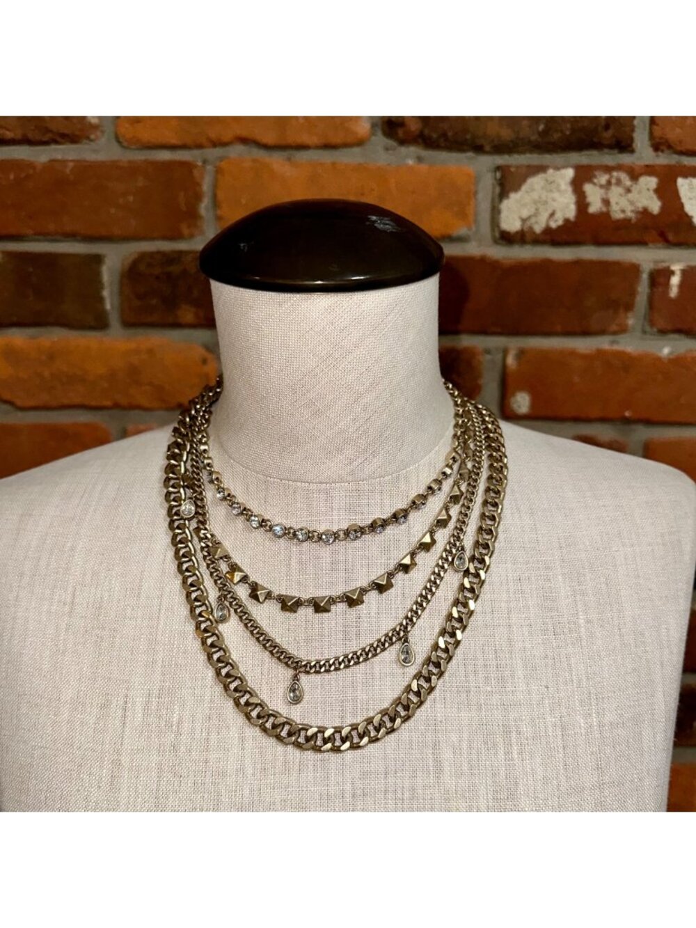 White House Black Market Goldtone Multi Chain Necklace